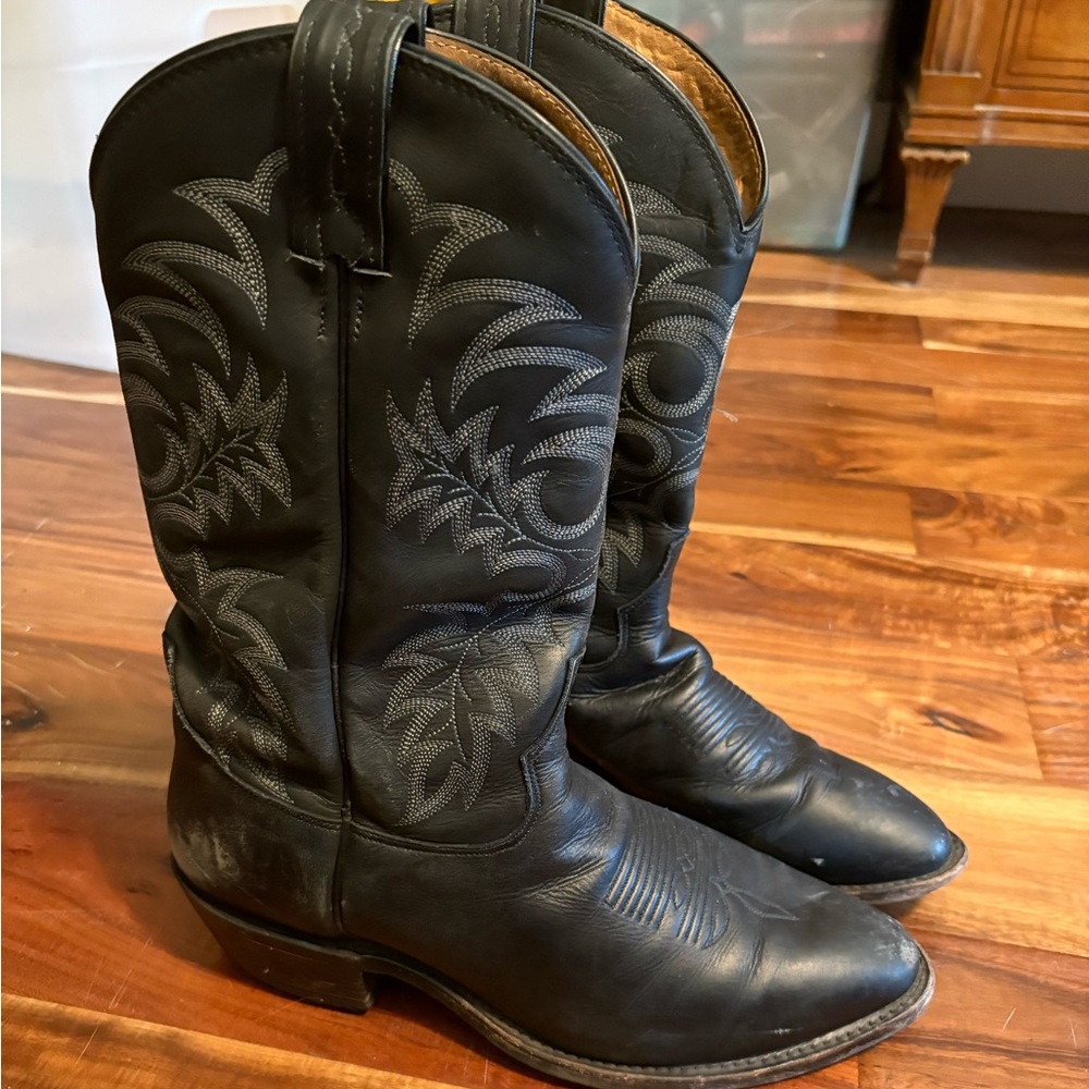 🤠 Tony Lama Black Leather Western Boots (Size‎ 10D)